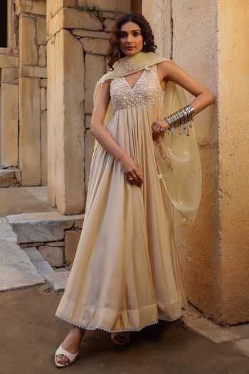 Label Niti Bothra Pearl Embroidered Anarkali Set 