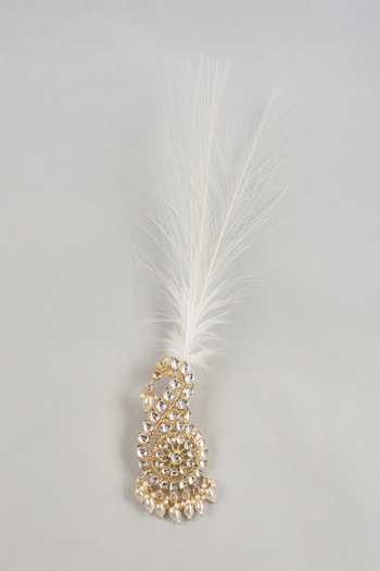 SALIL BHATIA Semi Precious Kundan & Pearl Feather Kalangi 