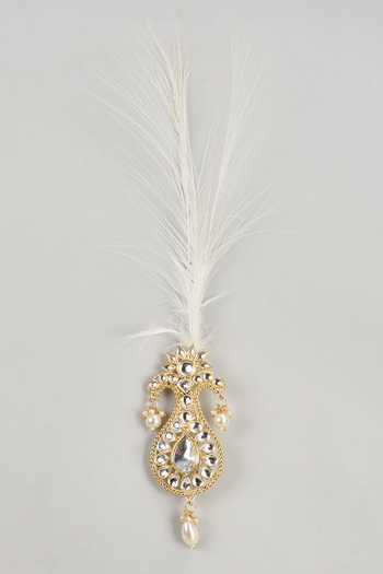 SALIL BHATIA Semi Precious Kundan & Pearl Feather Kalangi 
