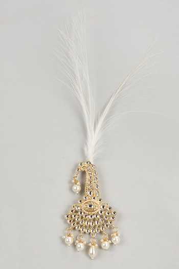 SALIL BHATIA Semi Precious Kundan & Pearl Feather Kalangi 