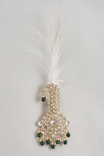SALIL BHATIA Semi Precious Kundan & Pearl Feather Kalangi 