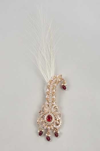 SALIL BHATIA Semi Precious Kundan & Pearl Feather Kalangi 