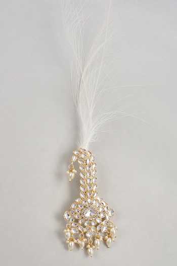 SALIL BHATIA Semi Precious Kundan & Pearl Feather Kalangi 