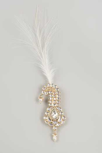 SALIL BHATIA Semi Precious Kundan & Pearl Feather Kalangi 