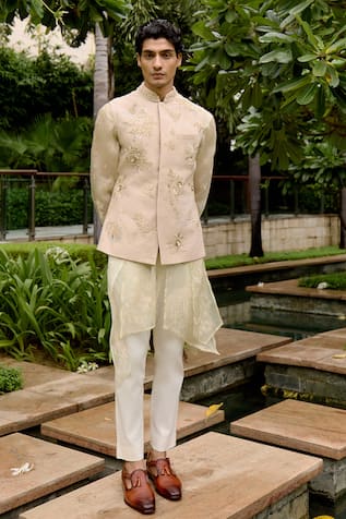 Sahil Kochhar Praful Embroidered Matka Silk Bundi 