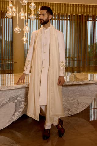 Sahil Kochhar Pravit Embroidered Sleeves Sherwani Set 