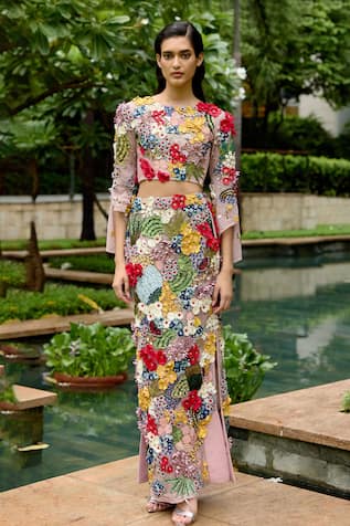 Sahil Kochhar Yugam Applique Work Top & Skirt Set 