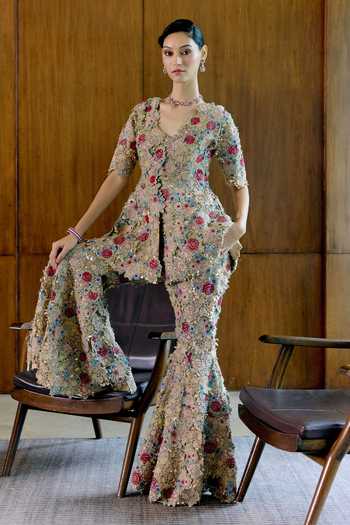 Sahil Kochhar Saivi Applique Work Tunic & Pant Set 
