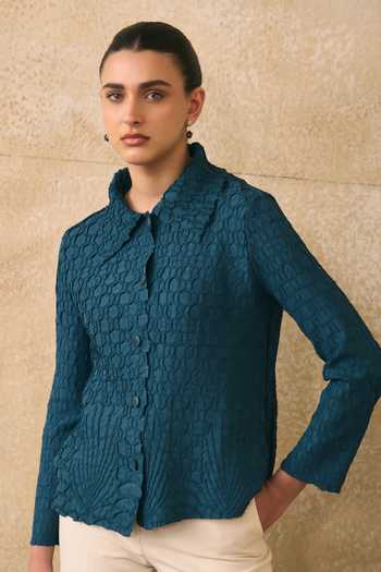 Pleats By Aruni Azua Flower Crushed Textured Shirt 