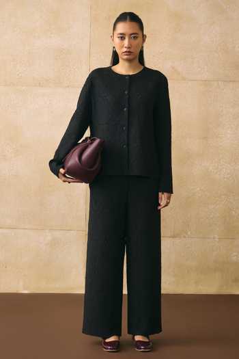 Pleats By Aruni Ganni Flower Pattern Top & Pant Set 