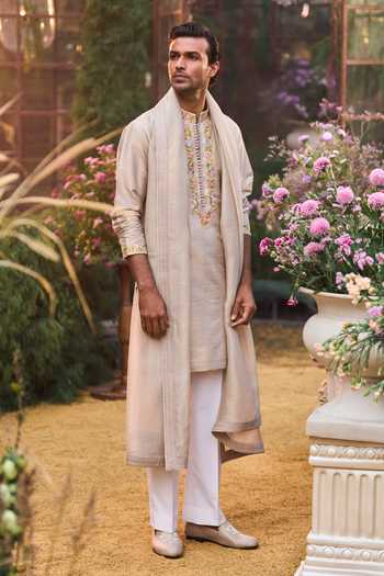 Seema Gujral Embroidered Raw Silk Kurta Set