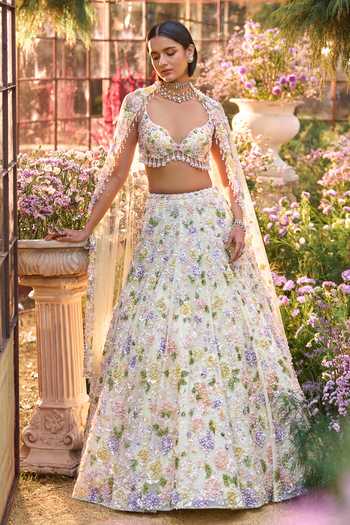 Seema Gujral Floret Embroidered Lehenga Set