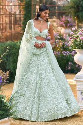 Seema Gujral Tonal Flower Embroidered Lehenga Set 