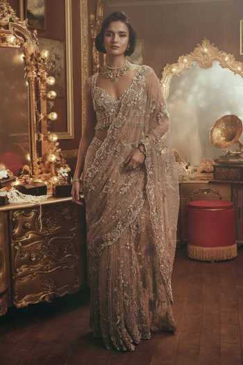 Roqa Juliana Pre-Draped Net Saree & Blouse Set 
