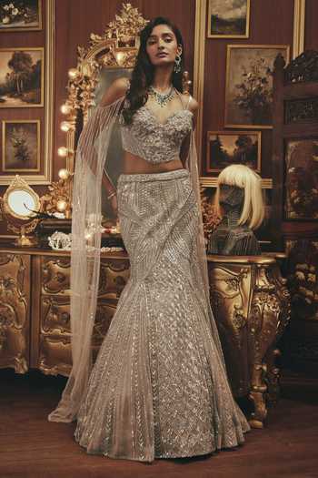 Roqa Victoria Embellished Net Blouse & Lehenga Set 