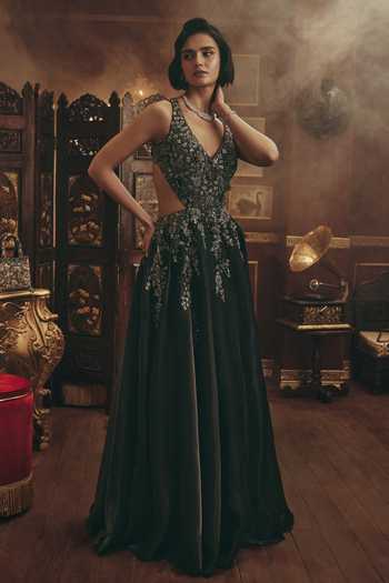 Roqa Lara Embellished Shimmer Organza Gown 