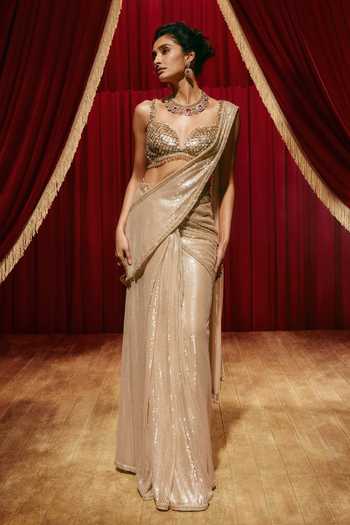 Roqa Laurine Sequinned Net Saree & Blouse Set 