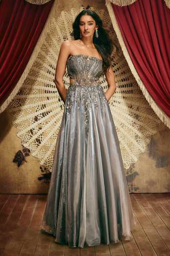 Roqa Haze Embellished Shimmer Organza Gown 