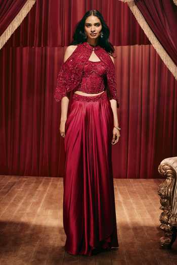 Roqa Betsy Embroidered Cape & Skirt Set 