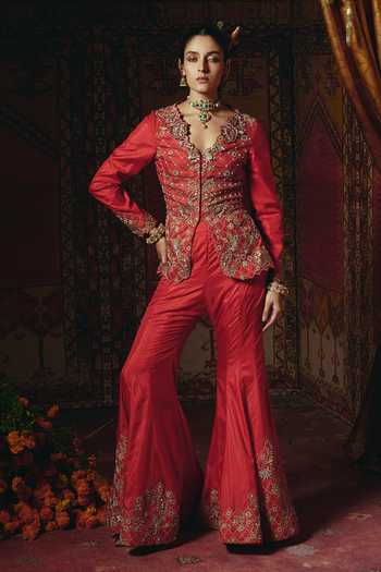 Aditi Gupta Embroidered Jacket & Sharara Set 