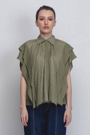 Leh Studios Tako Stripe Print Top 