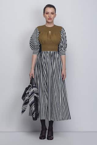 Leh Studios Beri Vertical Stripe Print Dress 