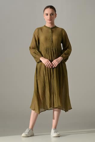 Samant Chauhan Olive Button Down Dress 