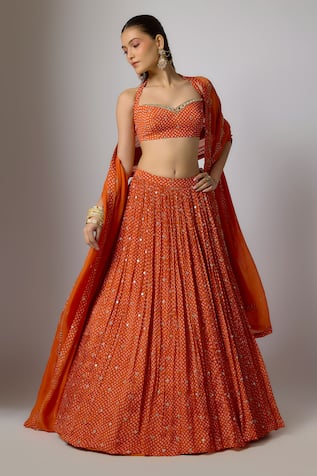 Krishna Padia Bandhej Print Lehenga Set 