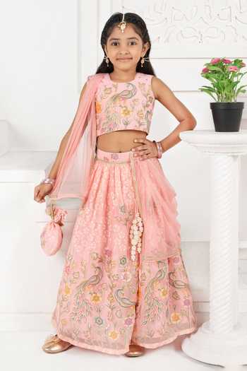 Free Sparrow Peacock & Floral Print Lehenga Set 