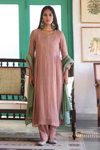 Trendy Tokari Silk Chanderi Kurta Pant Set 