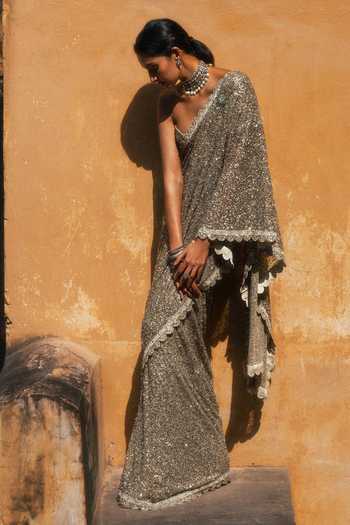 JAYANTI REDDY Olivia Sequined Saree & Bustier Set 