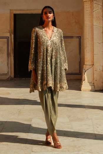 JAYANTI REDDY Stella Embellished Kurta & Dhoti Pant Set 