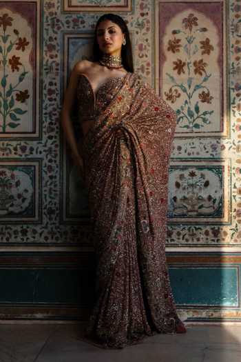 JAYANTI REDDY Nyra Embellished Saree & Corset Set 
