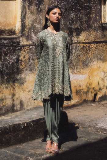 JAYANTI REDDY Nebula Sequined Kurta & Dhoti Pant Set 