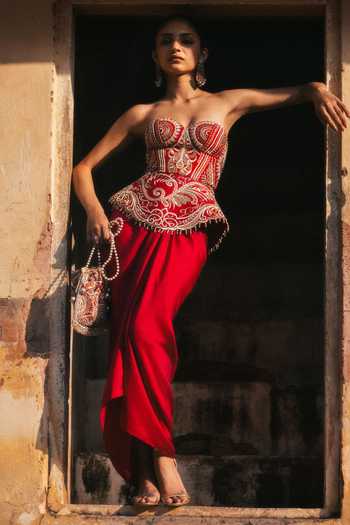 JAYANTI REDDY Silva Embroidered Corset & Skirt Set 
