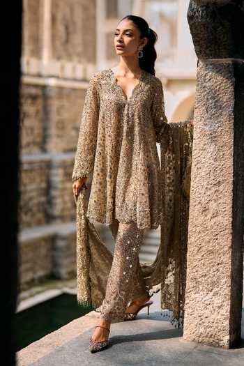 JAYANTI REDDY Stella Sequin Cape Kurta Set 