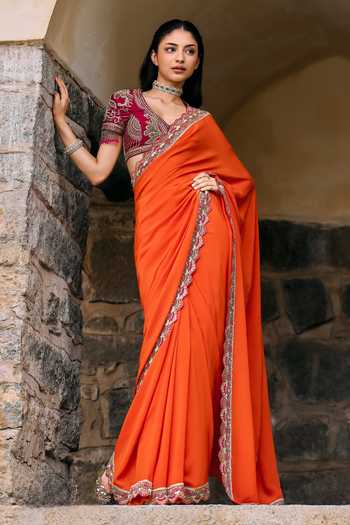 JAYANTI REDDY Nma Embroidered Border Saree & Blouse Set 