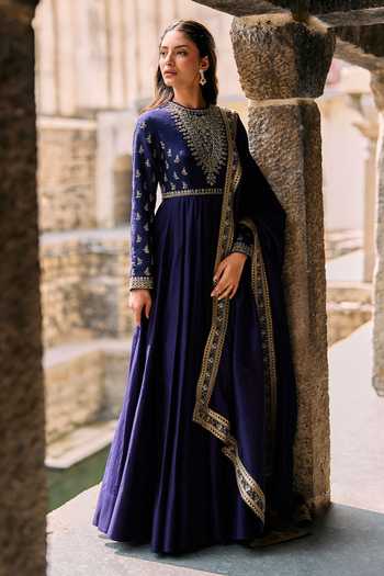 JAYANTI REDDY Naksh Raw Silk Anarkali & Dupatta Set 