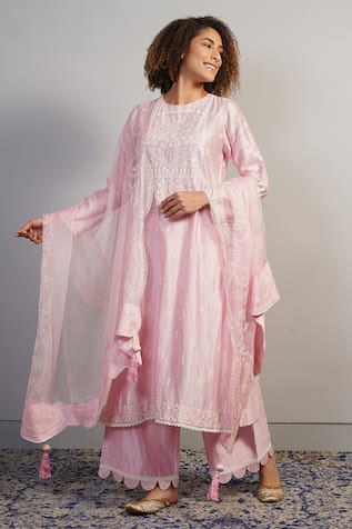 Samant Chauhan Threadwork Kurta Palazzo Set 