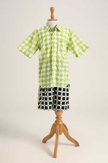 MINIME ORGANICS Geometric Print Shirt & Shorts Set 