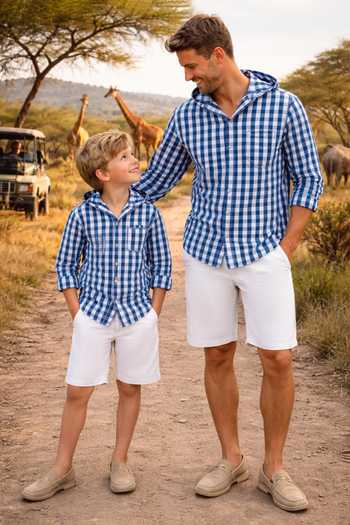 MINIME ORGANICS Chequered Pattern Hooded Shirt 