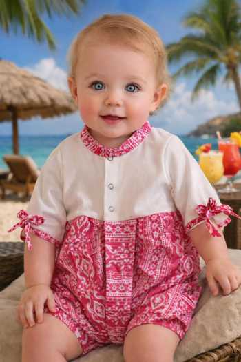 MINIME ORGANICS Button Print Cotton Romper 