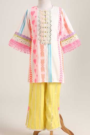 MINIME ORGANICS Mirror Lace Printed Kurta Set 