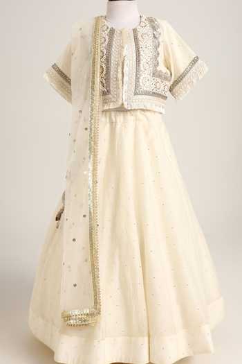 MINIME ORGANICS Mirror Lace Blouse Lehenga Set 