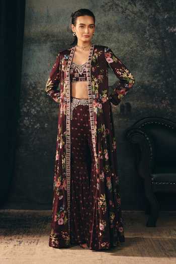 Mani Bhatia Elaris Floral Print Jacket Palazzo Set 