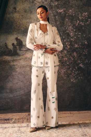 Mani Bhatia Nyssa Floral Embroidered Jacket Palazzo Set 