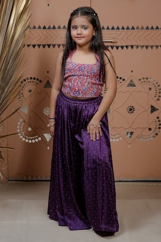 Tiny Colour Floral Print Corset & Sharara Set 