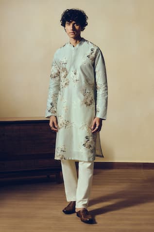 Studio 113 Abstract Floral Print Silk Chanderi Kurta 
