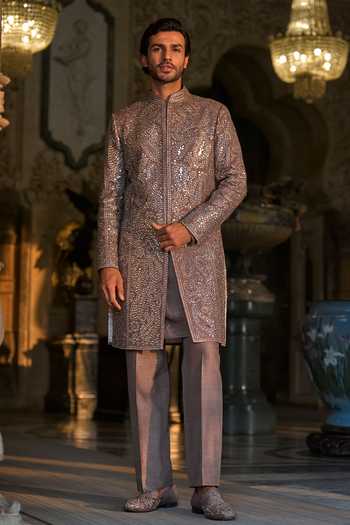 Seema Gujral Stone & Mirror Work Sherwani Set