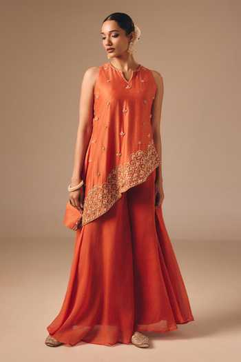 Disha Muchhala Crystal Embroidered Kurta & Palazzo Set 